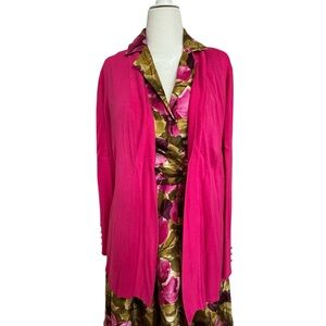 Vibrant, Pink, Open Cardigan with Gold Buttons